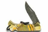 Pocket Knife with Bumblebee Jasper Inlays & Matching Base #370787-3